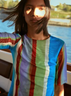 PARFOIS Camiseta Estampada Con Rayas Multicor Shop