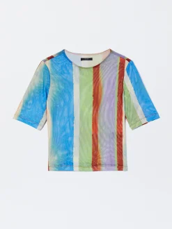 PARFOIS Camiseta Estampada Con Rayas Multicor Shop