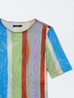 PARFOIS Camiseta Estampada Con Rayas Multicor Shop