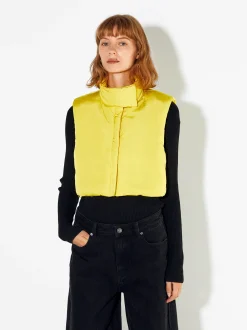 PARFOIS Chaleco Cropped Acolchado Amarillo Cheap