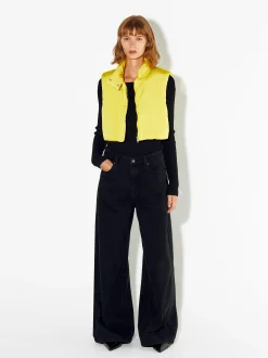 PARFOIS Chaleco Cropped Acolchado Amarillo Cheap
