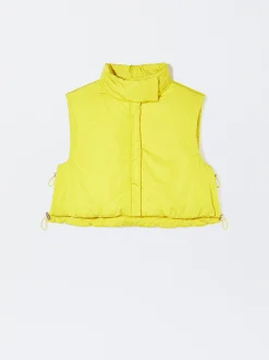 PARFOIS Chaleco Cropped Acolchado Amarillo Cheap