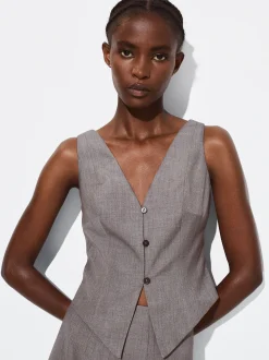 PARFOIS Chaleco Cuello De Pico Gris Discount