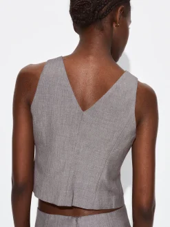 PARFOIS Chaleco Cuello De Pico Gris Discount