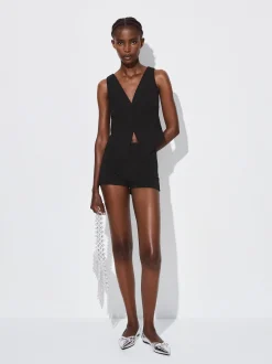 PARFOIS Chaleco Cuello De Pico Negro Outlet