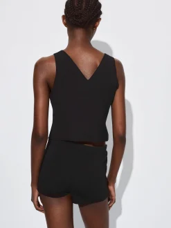 PARFOIS Chaleco Cuello De Pico Negro Outlet