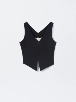 PARFOIS Chaleco Cuello De Pico Negro Outlet