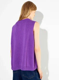 PARFOIS Chaleco De Punto Con Cuello De Pico Violeta Sale