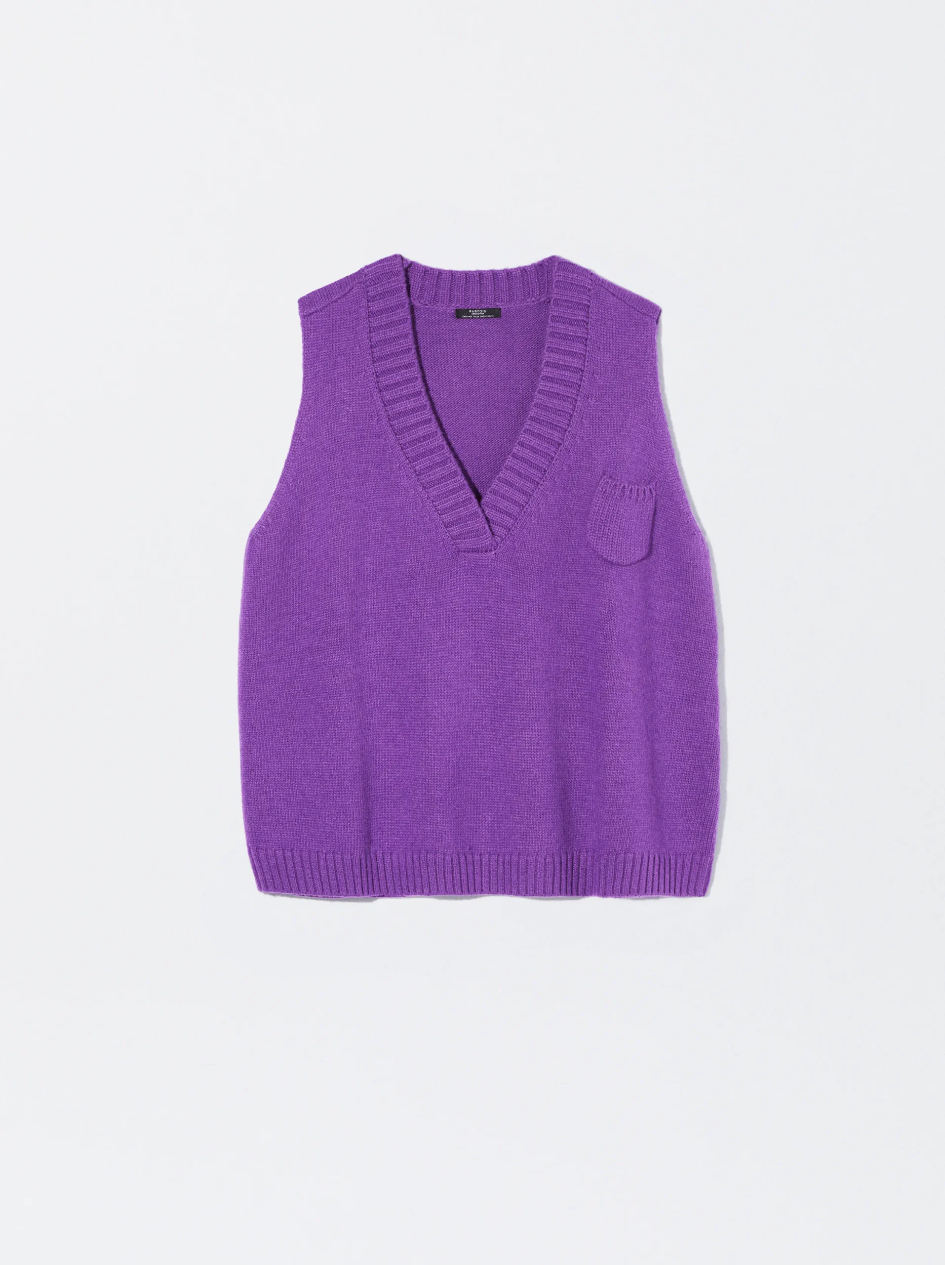 PARFOIS Chaleco De Punto Con Cuello De Pico Violeta Sale
