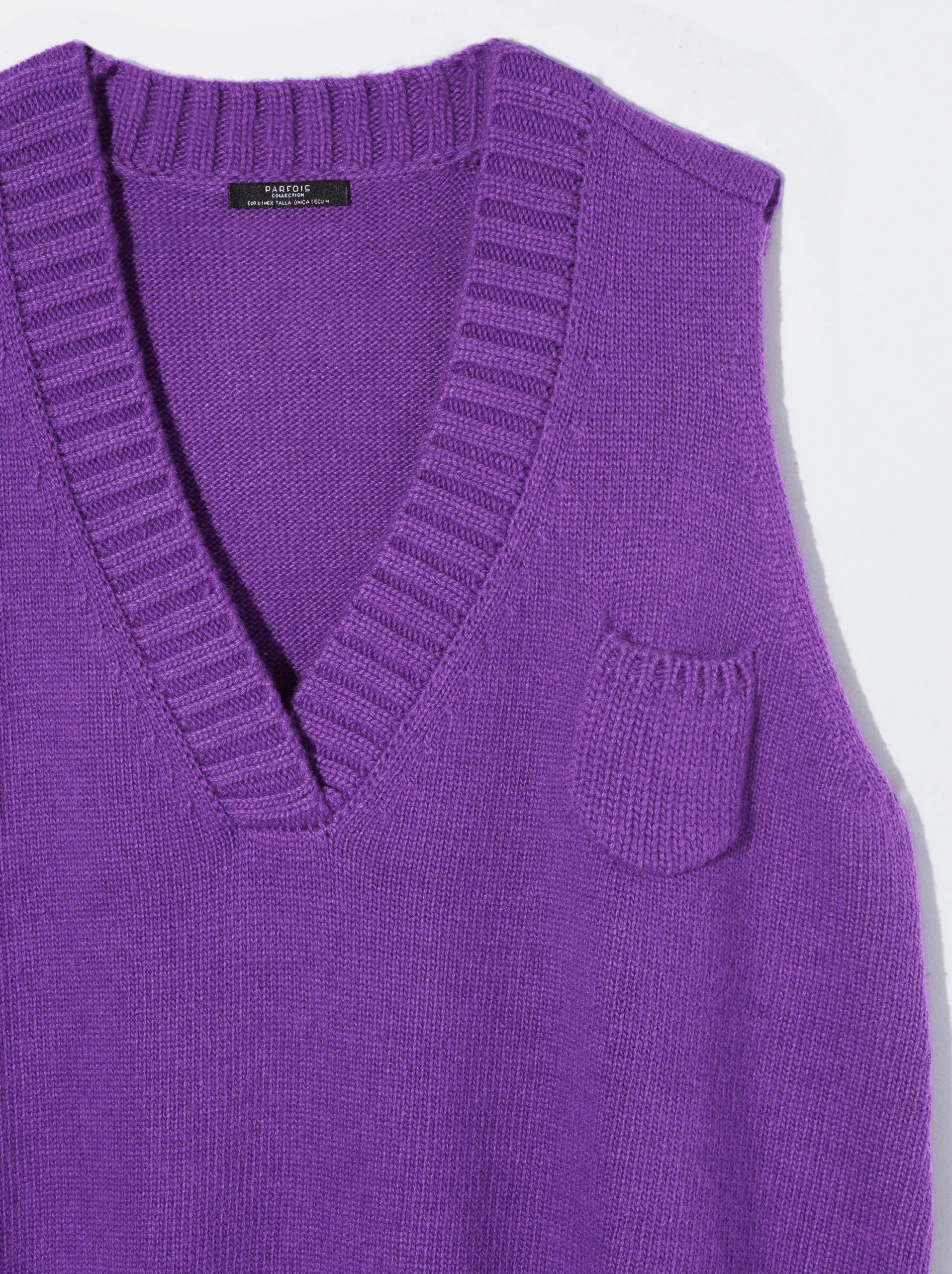 PARFOIS Chaleco De Punto Con Cuello De Pico Violeta Sale