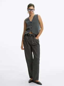 PARFOIS Chaleco De Punto Con Cuello De Pico Verde Store