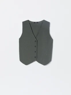 PARFOIS Chaleco De Punto Con Cuello De Pico Verde Store