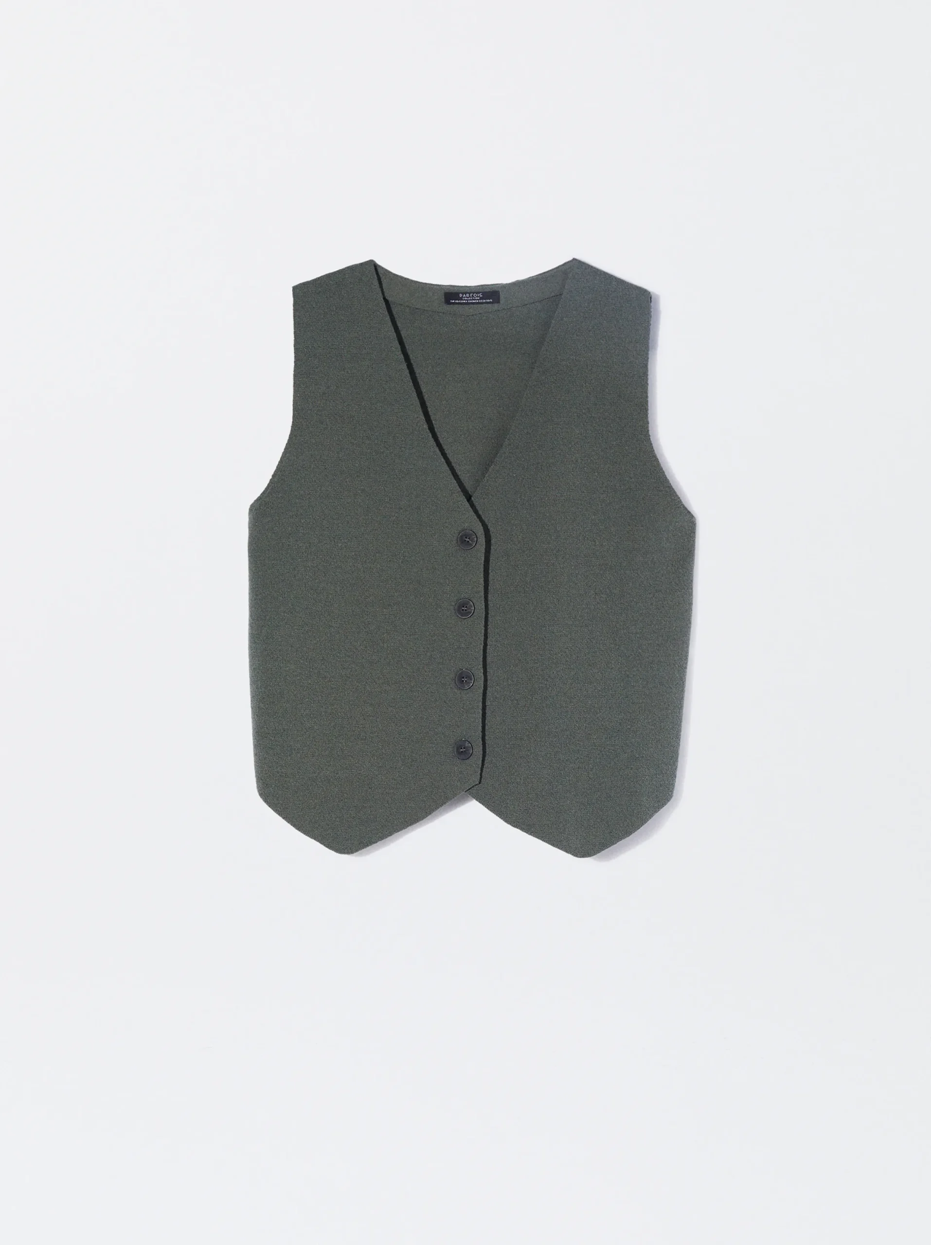 PARFOIS Chaleco De Punto Con Cuello De Pico Verde Store