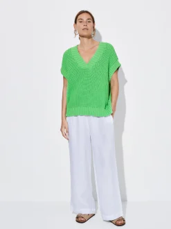 PARFOIS Chaleco De Punto Cuello De Pico Verde Store