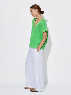 PARFOIS Chaleco De Punto Cuello De Pico Verde Store