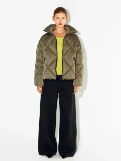 PARFOIS Chaqueta Acolchada De Cuello Alto Caqui Flash Sale