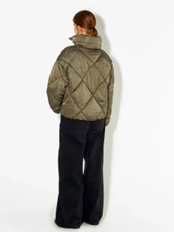 PARFOIS Chaqueta Acolchada De Cuello Alto Caqui Flash Sale