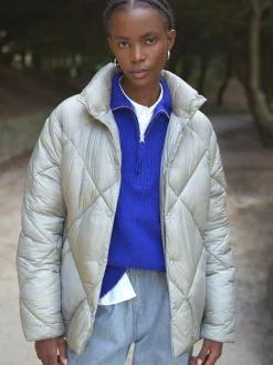 PARFOIS Chaqueta Acolchada De Cuello Alto Verde Best Sale