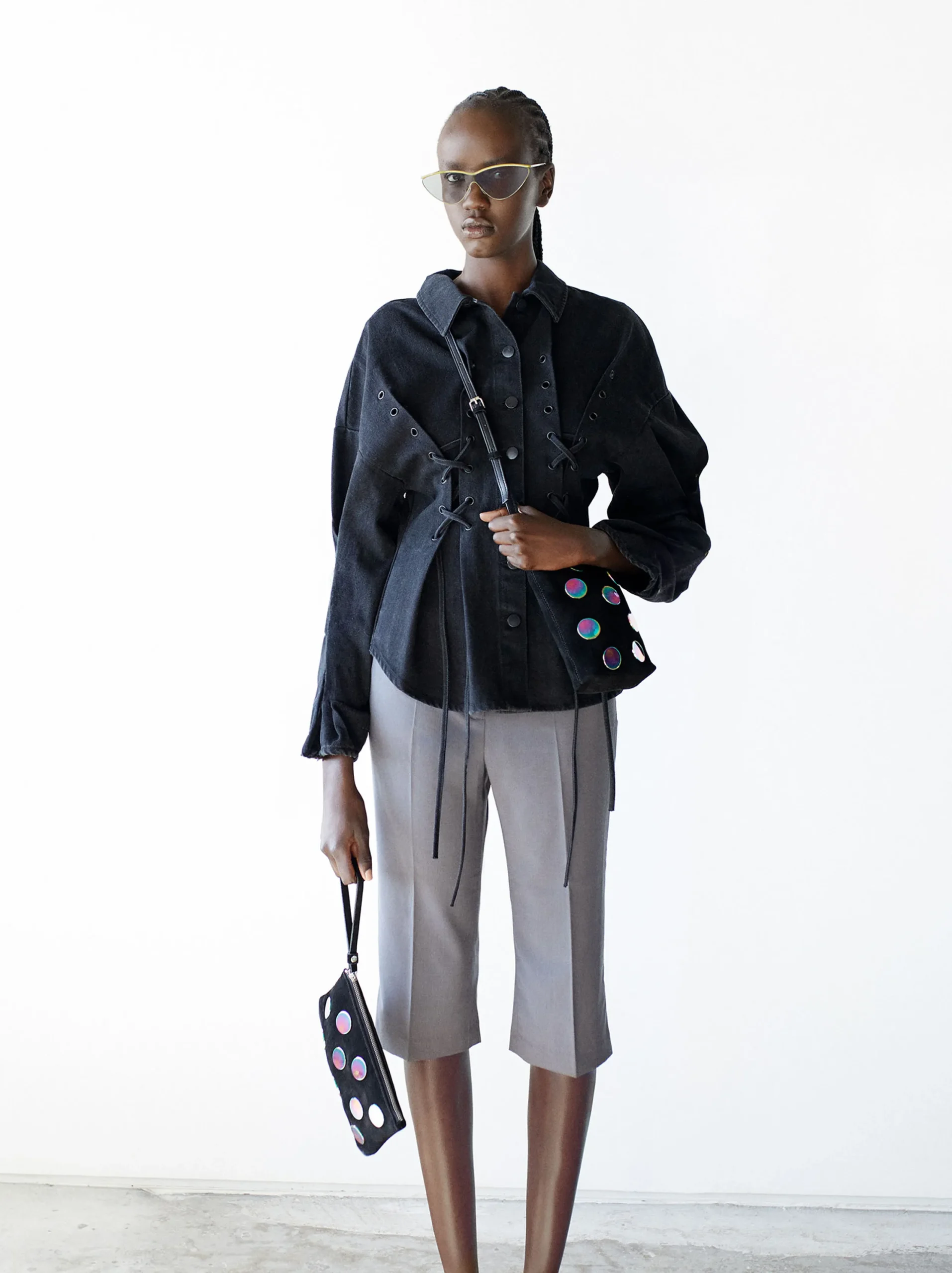 PARFOIS Chaqueta Vaquera Con Cordones Gris Clearance