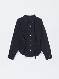 PARFOIS Chaqueta Vaquera Con Cordones Gris Clearance