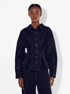 PARFOIS Chaqueta Vaquera Con Cordones Gris Clearance
