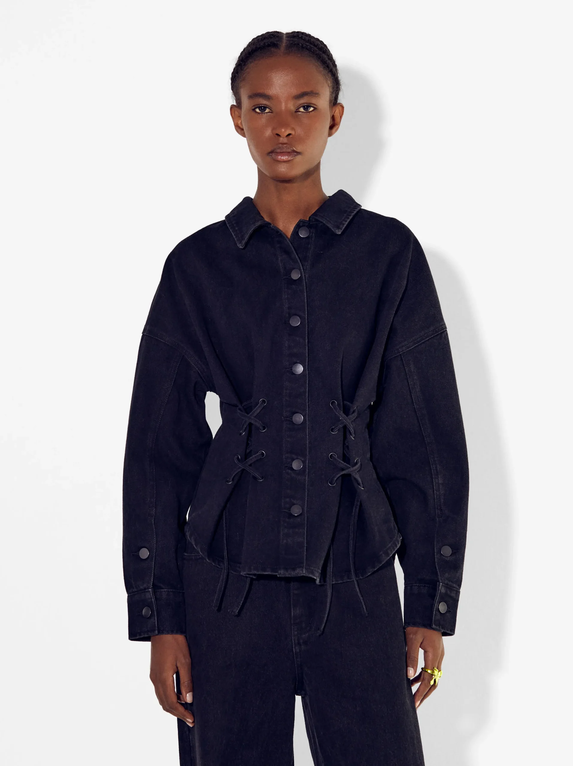 PARFOIS Chaqueta Vaquera Con Cordones Gris Clearance