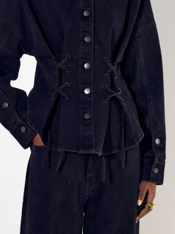 PARFOIS Chaqueta Vaquera Con Cordones Gris Clearance