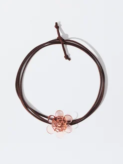 PARFOIS Chocker Piel Flor Cristal Rosa Hot