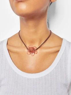 PARFOIS Chocker Piel Flor Cristal Rosa Hot