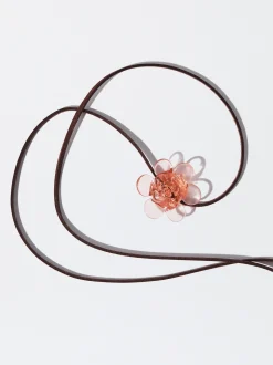 PARFOIS Chocker Piel Flor Cristal Rosa Hot
