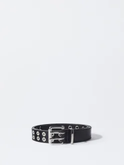 PARFOIS Cintur&oacute;n Eyelets Hebilla Cuadrado Negro Shop