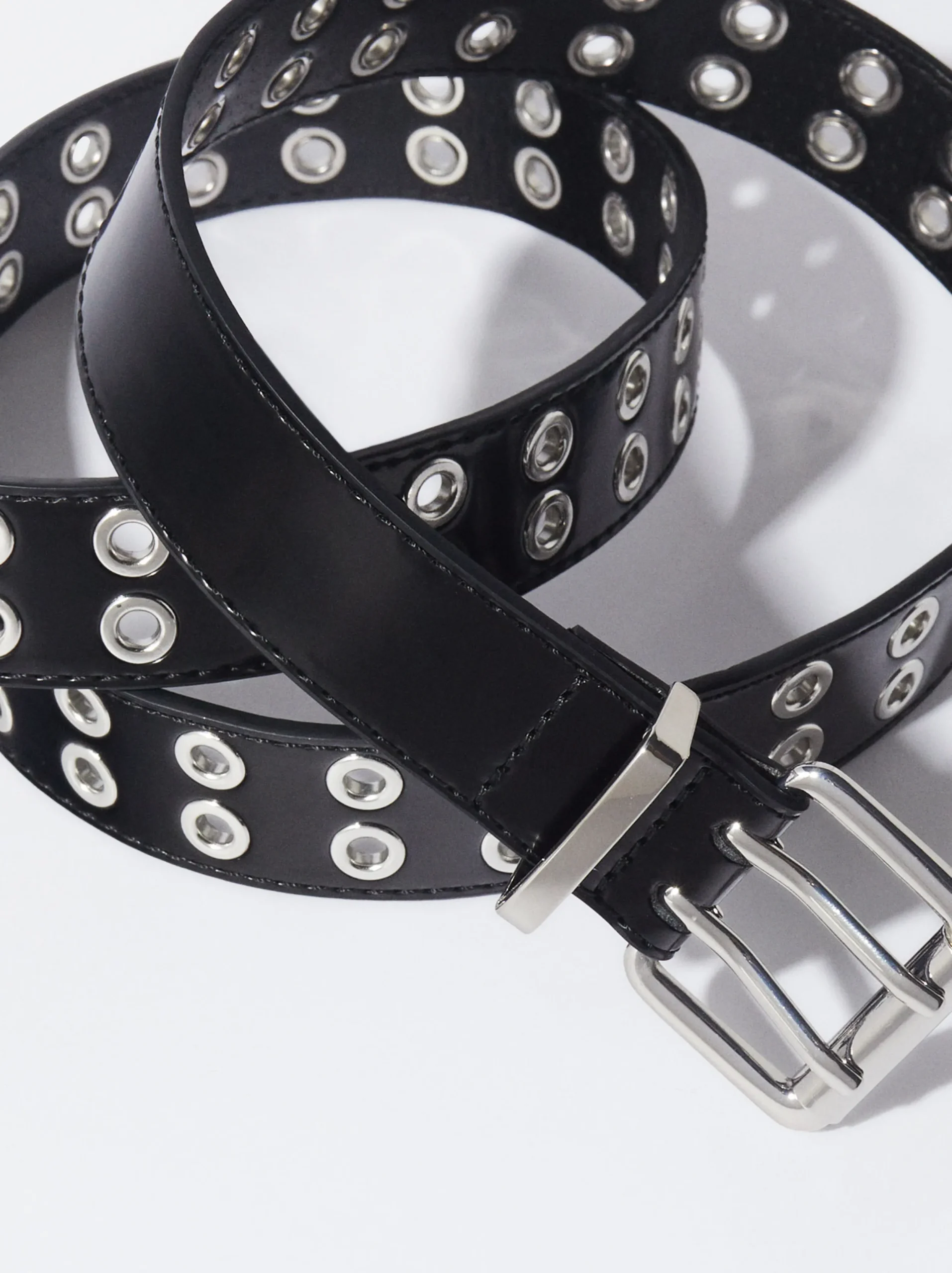 PARFOIS Cinturón Eyelets Hebilla Cuadrado Negro Shop