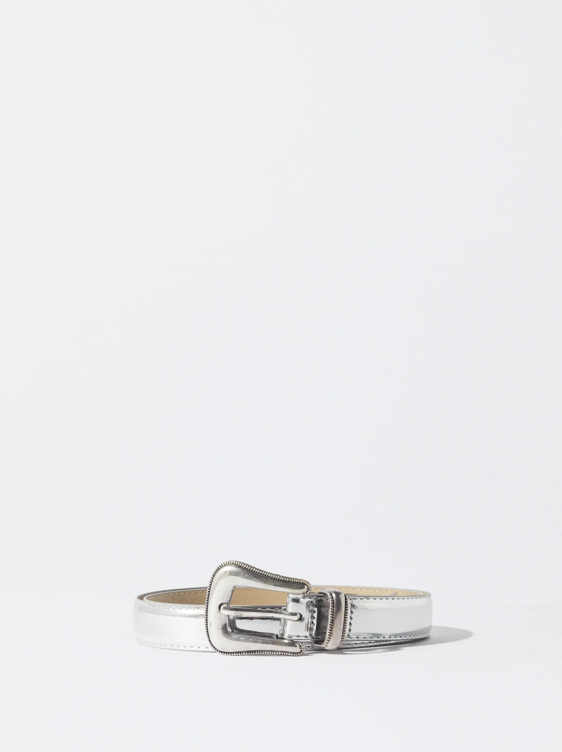 PARFOIS Cinturón Liso Con Hebilla Plateado Flash Sale