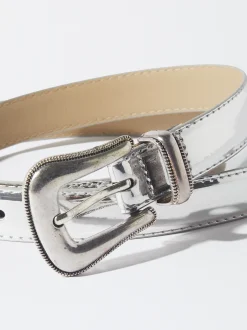 PARFOIS Cintur&oacute;n Liso Con Hebilla Plateado Flash Sale