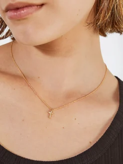 PARFOIS Collar Cadena Acero Con Cruz Dorado New