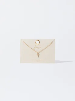 PARFOIS Collar Cadena Acero Con Cruz Dorado New