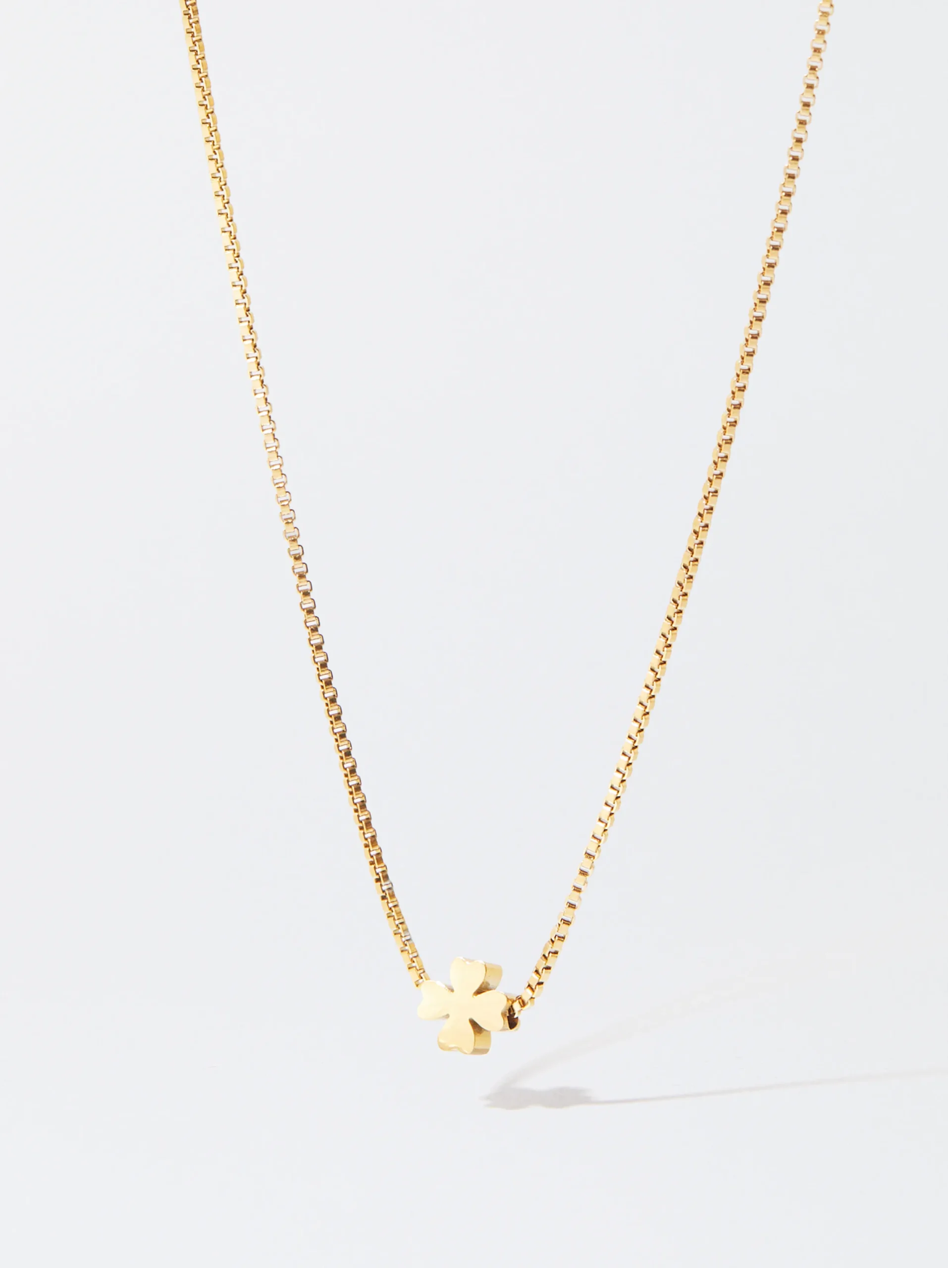PARFOIS Collar Cadena Acero Con Trébol Dorado Best