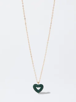 PARFOIS Collar Cadena Coraz&oacute;n Con Cristales Verde Discount