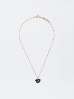 PARFOIS Collar Cadena Coraz&oacute;n Con Cristales Verde Discount