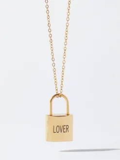 PARFOIS Collar Candado De Acero Personalizable Dorado Best