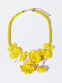 PARFOIS Collar Con Flores Y Abalorios Amarillo Fashion