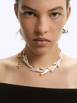 PARFOIS Collar Con Perla De Agua Dulce Dorado Online