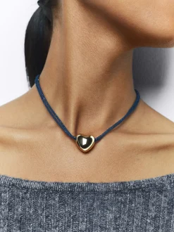 PARFOIS Collar Coraz&oacute;n Dorado Azul Clearance