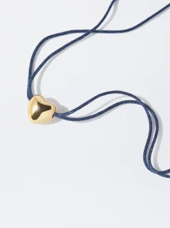 PARFOIS Collar Coraz&oacute;n Dorado Azul Clearance