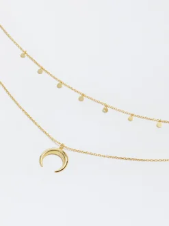 PARFOIS Collar Corto De Plata 925 Con Cuerno Dorado New