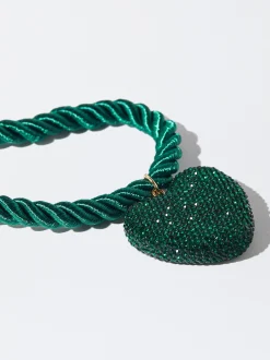 PARFOIS Collar Cuerda Coraz&oacute;n Con Cristales Verde New