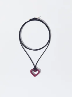 PARFOIS Collar Cuerda De Piel Con Cristales Multicor Sale
