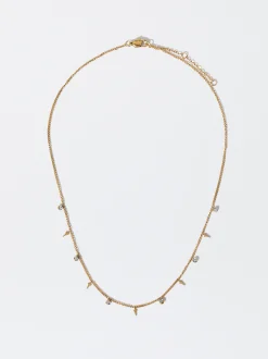 PARFOIS Collar De Acero Con Circonitas Dorado Hot