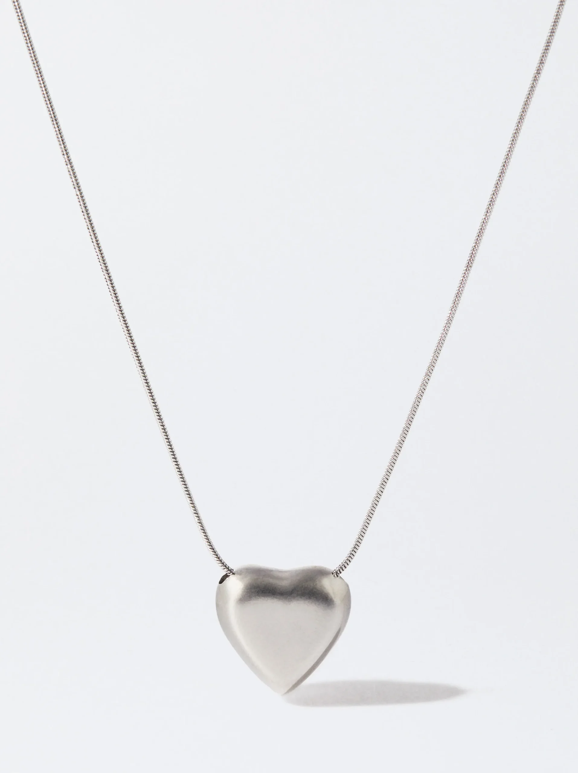 PARFOIS Collar De Acero Con Coraz&oacute;n Plateado Flash Sale