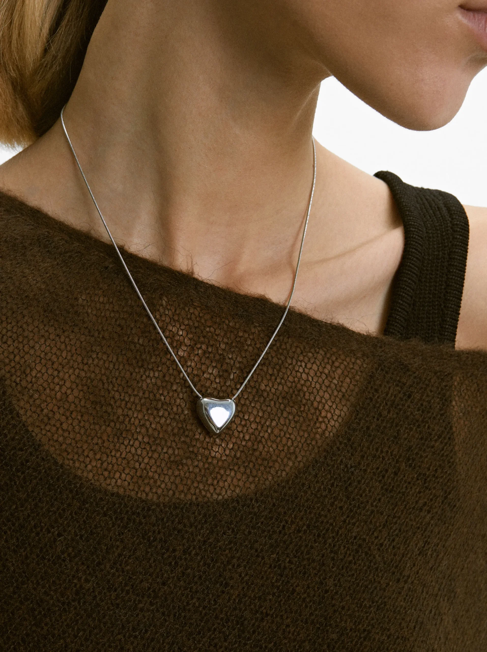 PARFOIS Collar De Acero Con Coraz&oacute;n Plateado Flash Sale